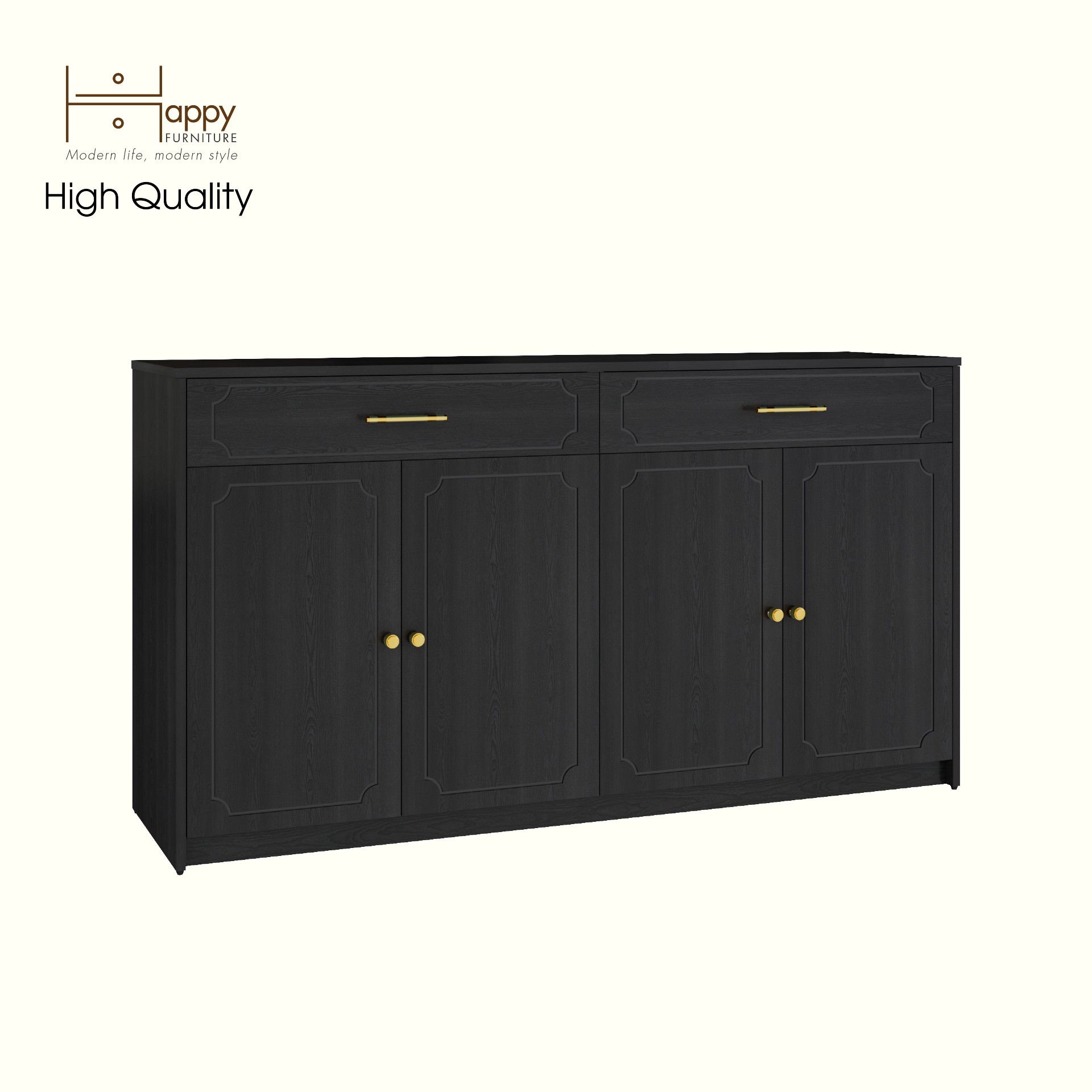 [Happy Home Furniture] NERIS, Tủ lưu trữ 4 cửa mở - 2 ngăn kéo, 160cm x 40cm x 86cm ( DxRxC), TCM_147