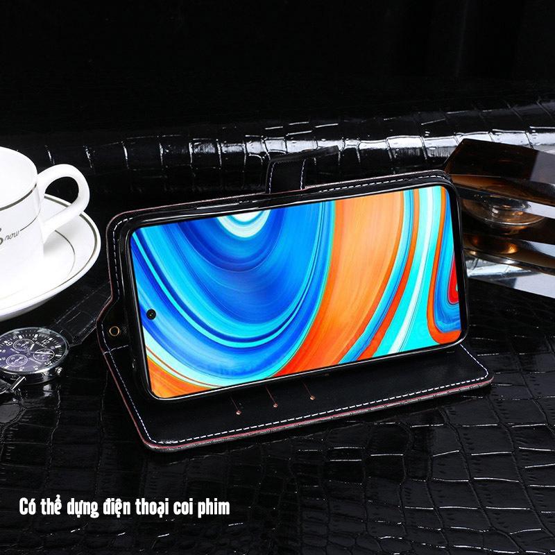 Bao da cho Xiaomi Redmi Note 9S khóa bấm, ốp tỏng TPU dẻo