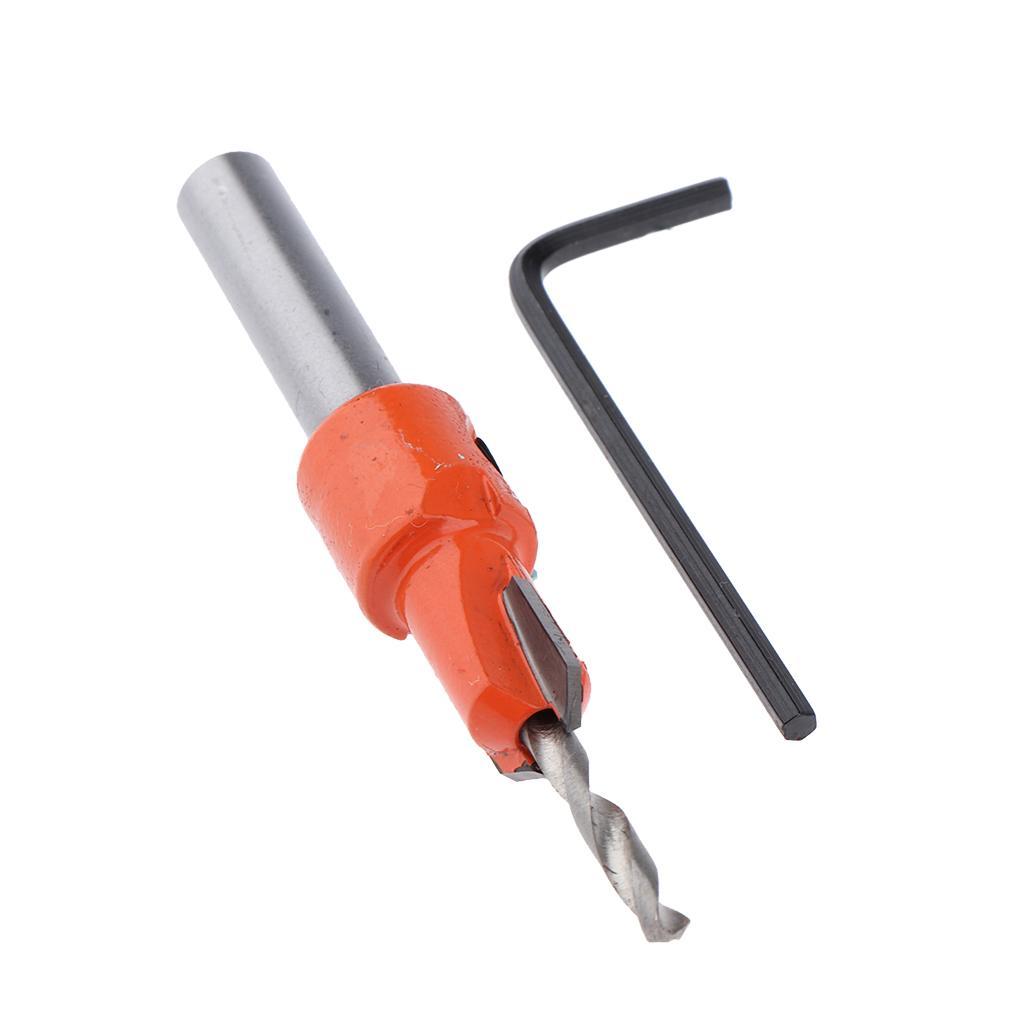 2 Piece 8mm Shank Countersink Drill Bit with Hex Key for Wood DIY, 10mm Diameter