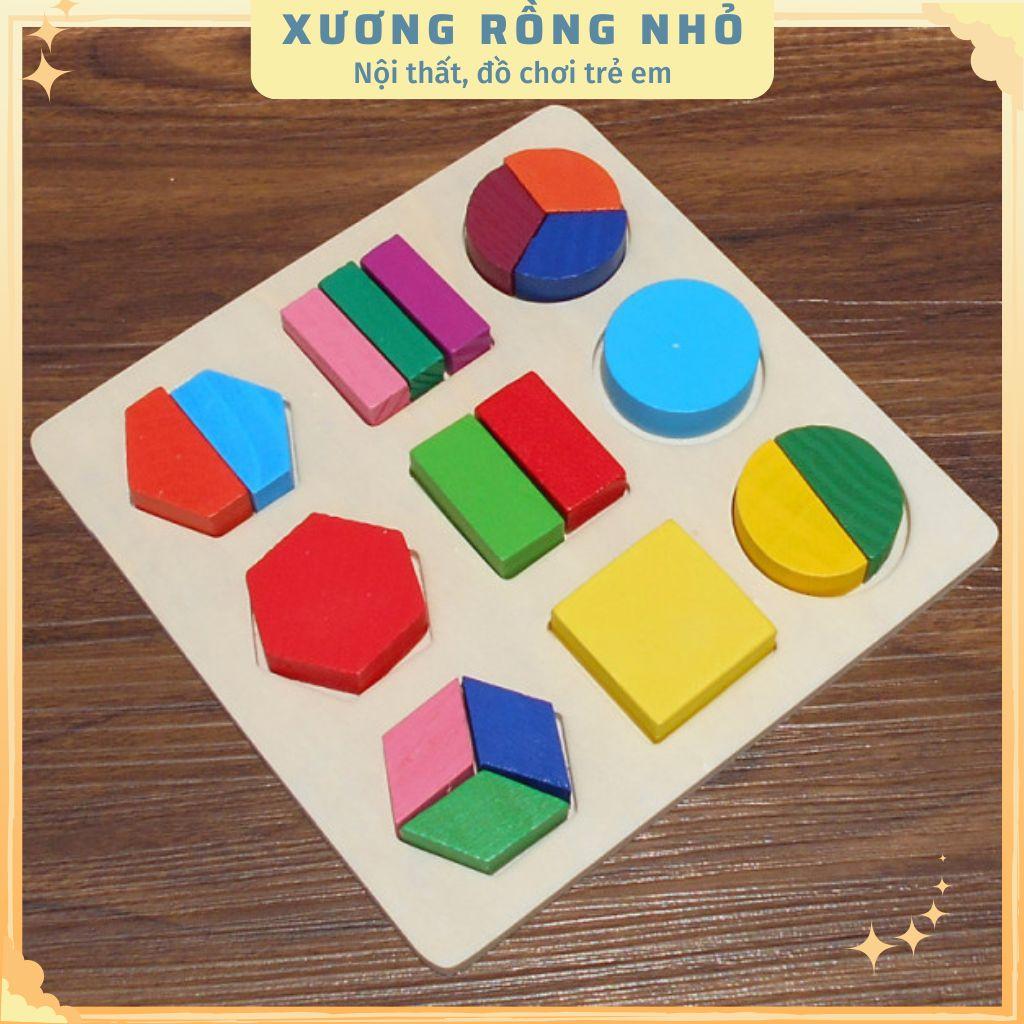 Đồ chơi xếp hình bằng gỗ, combo 3 bảng ghép hình học, Giáo cụ montessori gỗ - Đồ chơi trí tuệ an toàn cho bé