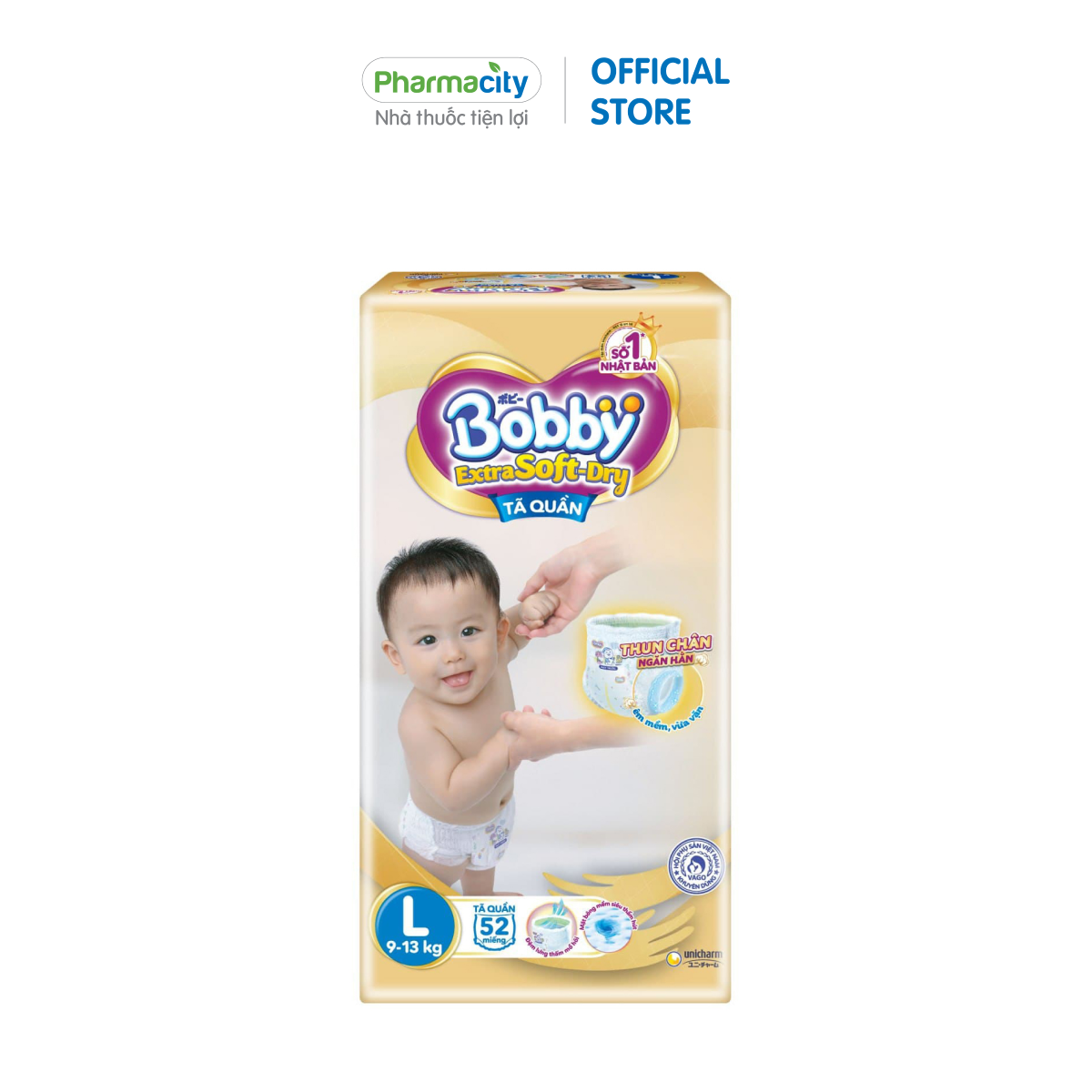 Tã quần em bé Bobby Extra Soft Dry size L (Gói 52 miếng)