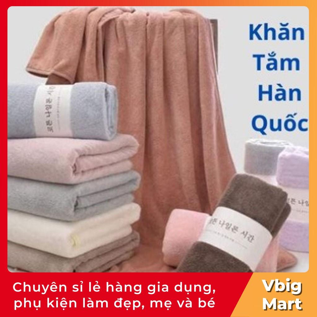 Khăn tắm bông cao cấp xuất Hàn khổ 140 *70 100% cotton giao ngẫu nhiên Vbig Mart