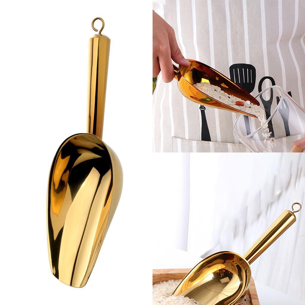 Stainless Steel Food Shovel for Beans Dried Fruit Candy Golden