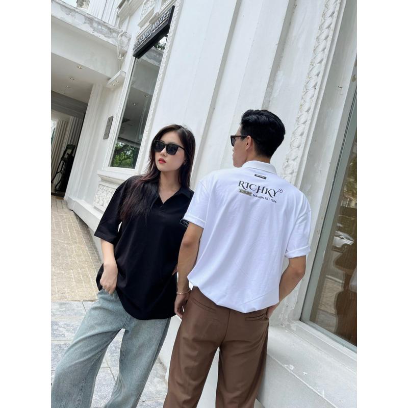 Áo Polo Unisex Richky Luxury Maison TB Polo Trắng – RKO2