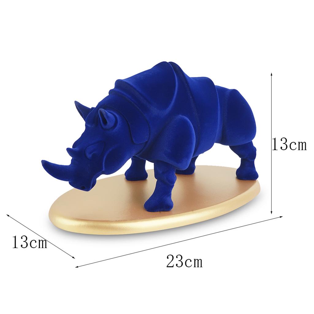 Resin Rhino Figurine Lifelike Animal Sculpture Statue Home Office Decoration