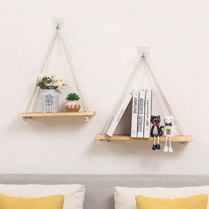 Set 3 kệ treo tường kệ trang trí kệ treo dây kệ gỗ kệ đựng đồ