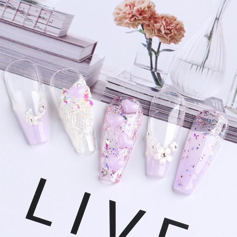 Charm móng hình Trái tim, Trái Đào nhỏ đổi màu trang trí móng, Nail