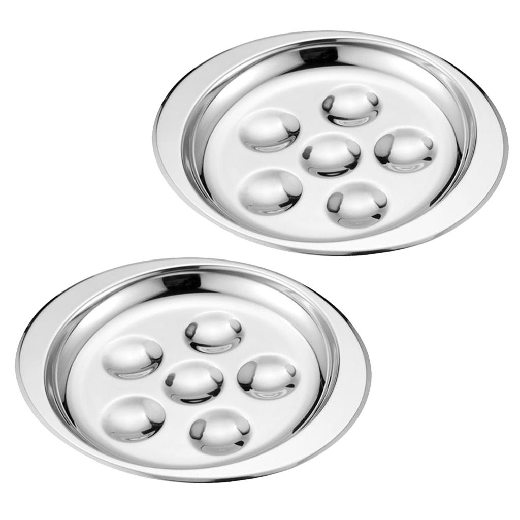 Set Of 2, Stainless Steel French Escargot Baking Plate Mushroom Snail Dish