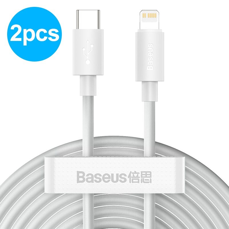 Hộp 2 cáp sạc nhanh và truyền dữ liệu Type C to Lightning Baseus Simple Wisdom Data Cable Kit (PD 20W, 1,5m, 2pcs) - Hàng chính hãng