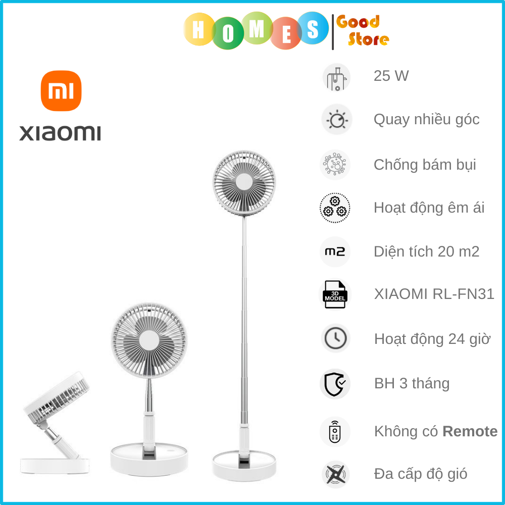 Quạt Tích Điện Gấp Gọn Xiaomi 3Life S18 Sử Dụng 4-12 Giờ Liên Tục - Hàng Nhập Khẩu