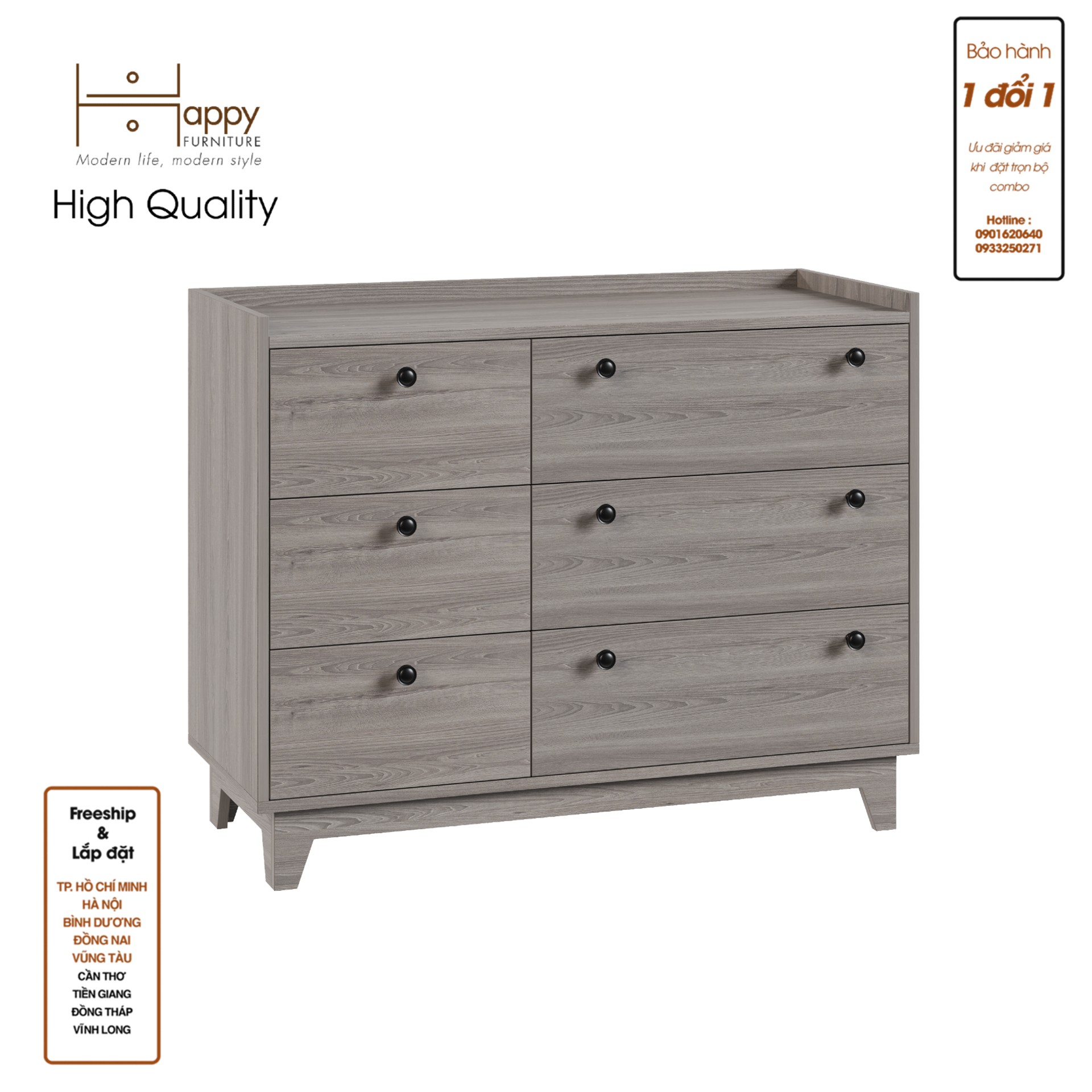 [Happy Home Furniture] KINA , Tủ đựng đồ 6 ngăn kéo , 106cm x 45cm x 84cm ( DxRxC), THK_073