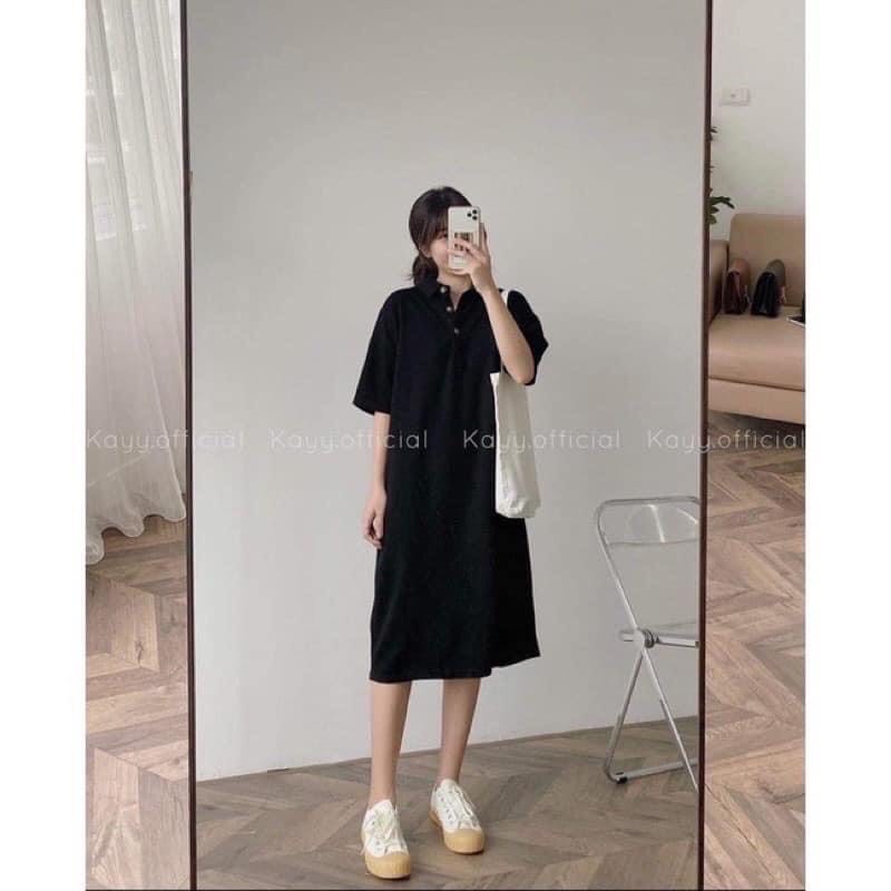 Váy Suông Polo Dáng Suông Cúc Đồng Siêu Đẹp