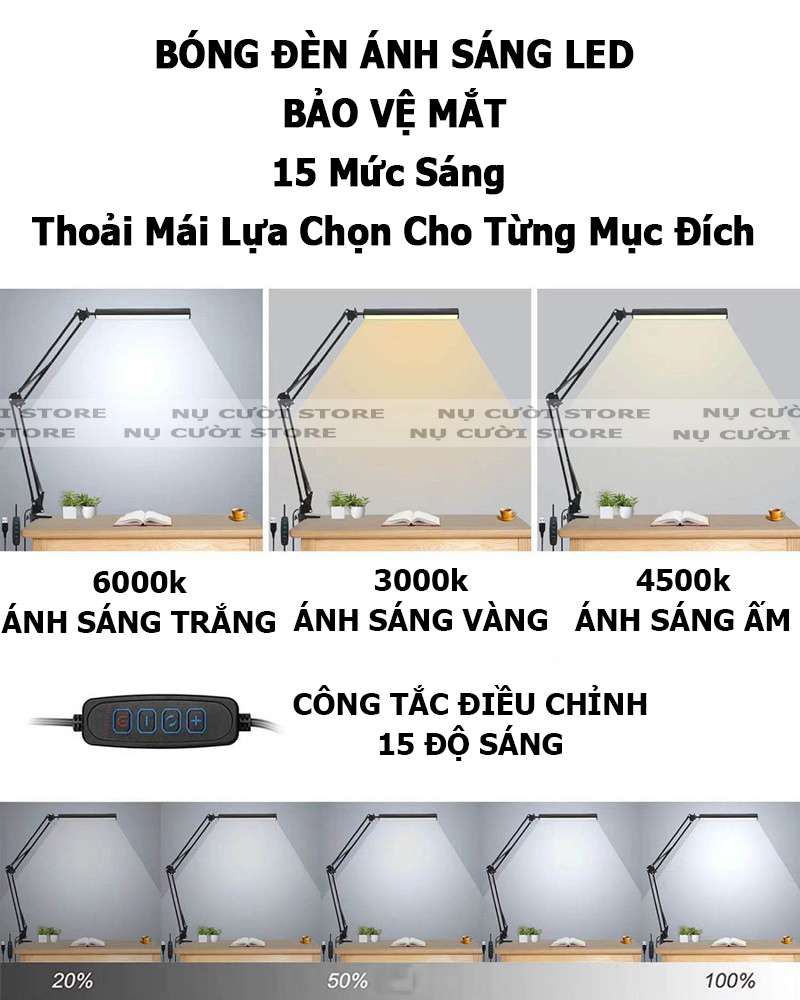 Đèn Bàn Kẹp Dài; Đèn Led Học Đọc Sách Đầu Giường Ánh Sáng Trắng; Đèn Pixar Để Làm Việc Đọc Sách; Đèn Led Kẹp Bàn Học; Đèn Pixar Chống Cận; Đèn Để Bàn Làm Việc; Đèn Làm Nail Phun Xăm Spa Siêu Sáng