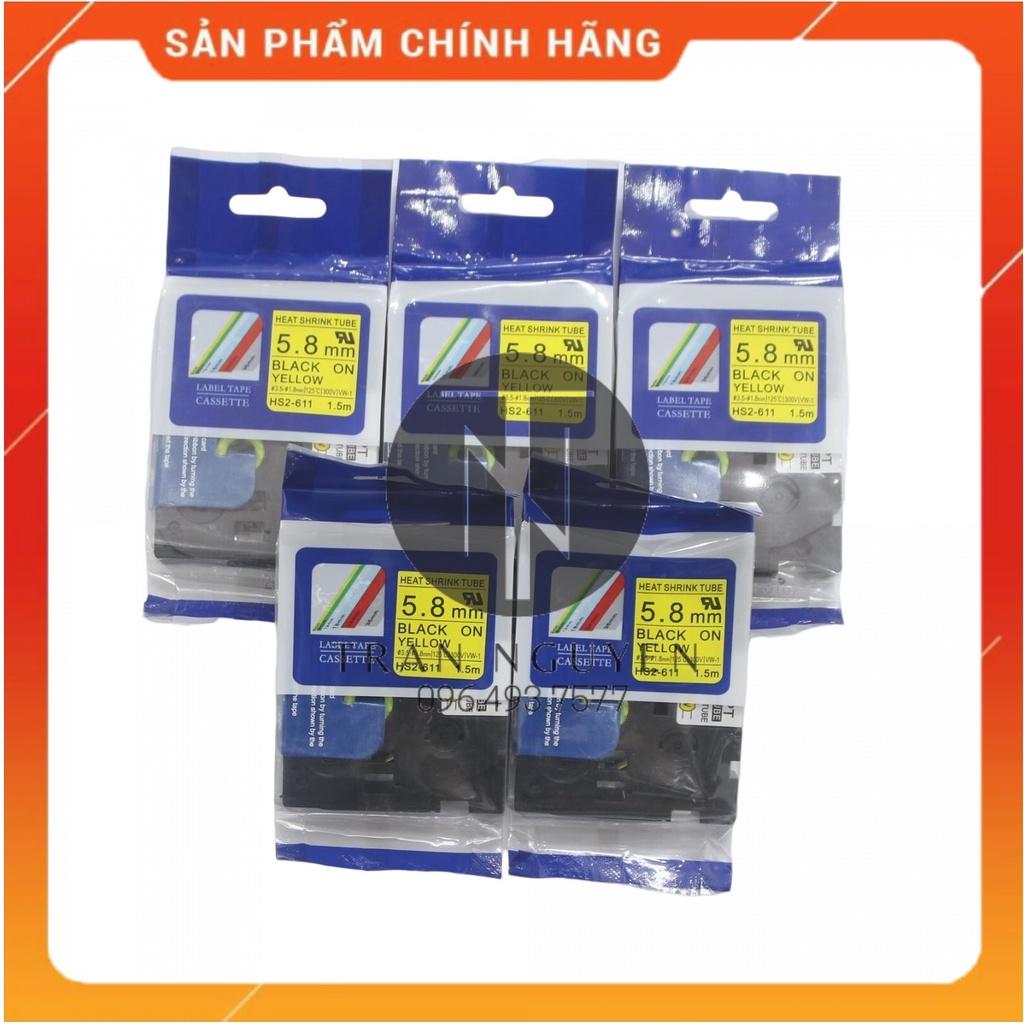 Ống co nhiệt Brother HS2-611 - Đen nền vàng 5.8mm x 1.5m - Hàng nhập khẩu