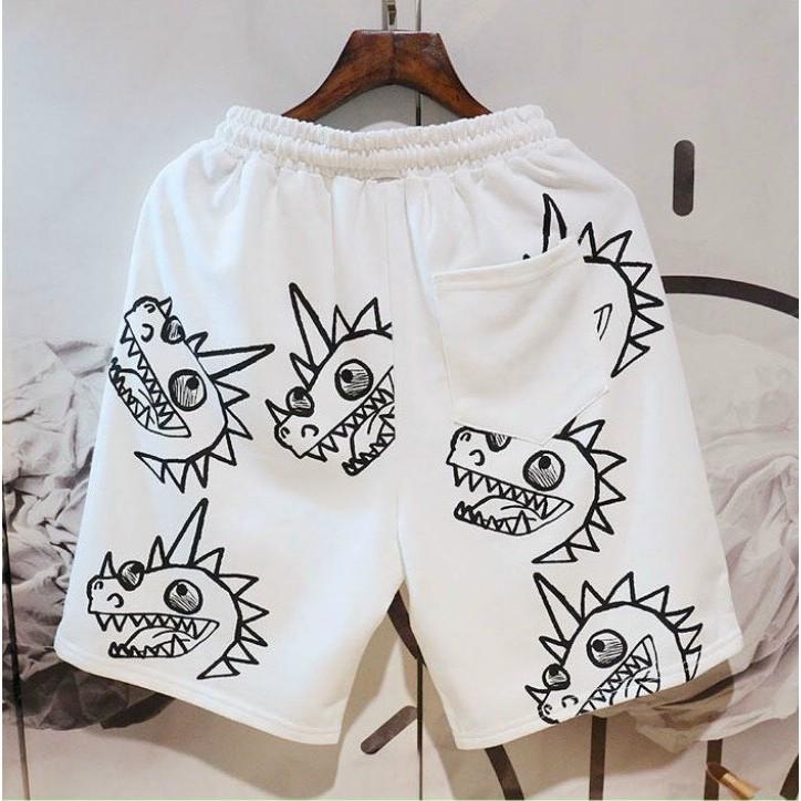 Quần short poly in hình khủng long co giãn 4 chiều mềm mịn