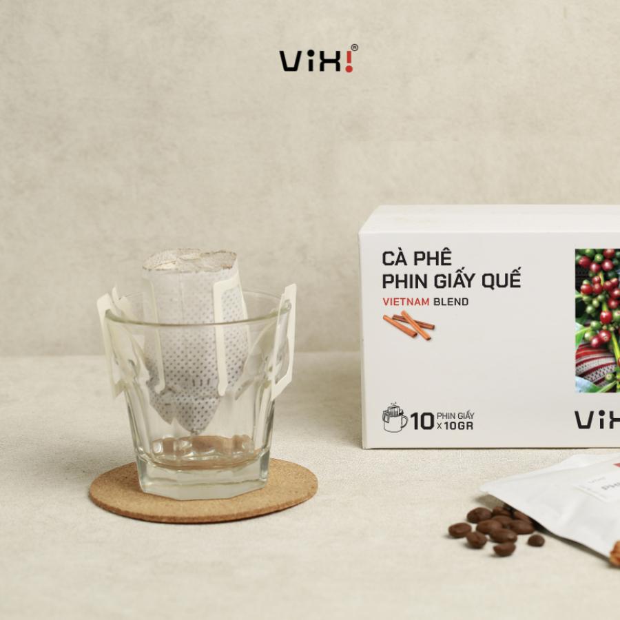 Cà phê Blend phin giấy ướp quế nguyên chất tiện lợi rang mộc ViXi 10g