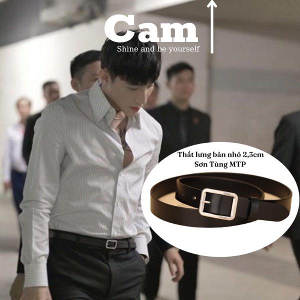 Thắt lưng nam nữ Sơn Tùng 2.3 cm, Camcamvintage dây nịt nam mặt chữ nhật, dây nịt thắt lưng nữ nam bản nhỏ kiểu Hàn Quốc