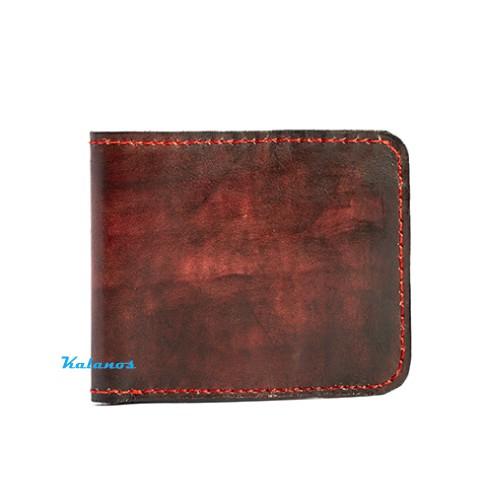 Bóp Ví đẹp cao cấp handmade, được làm thủ công từ da bò Kalanos KBN3280-Nau, Ví nam nữ mini dáng ngang màu nâu đỏ