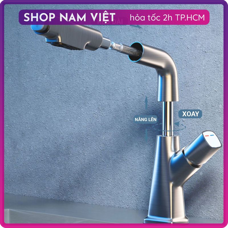 Vòi Nước Lavabo Cao Cấp Dây Rút 2 Chế Độ Nước