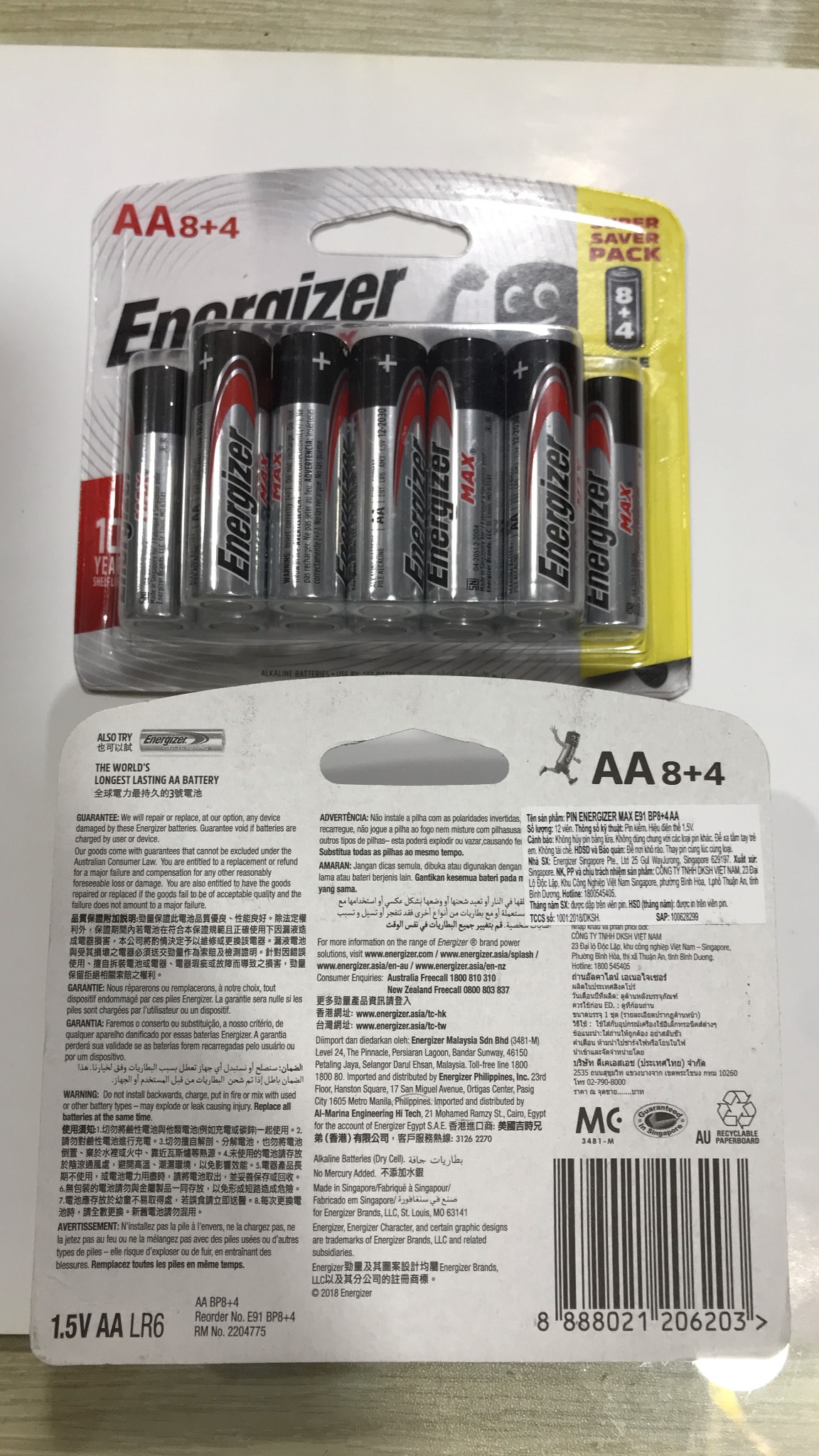 Hộp 120 Viên Pin Max 8 + 4 Viên Energizer E92 BP8+4 AA / AAA Hàng Chính Hãng