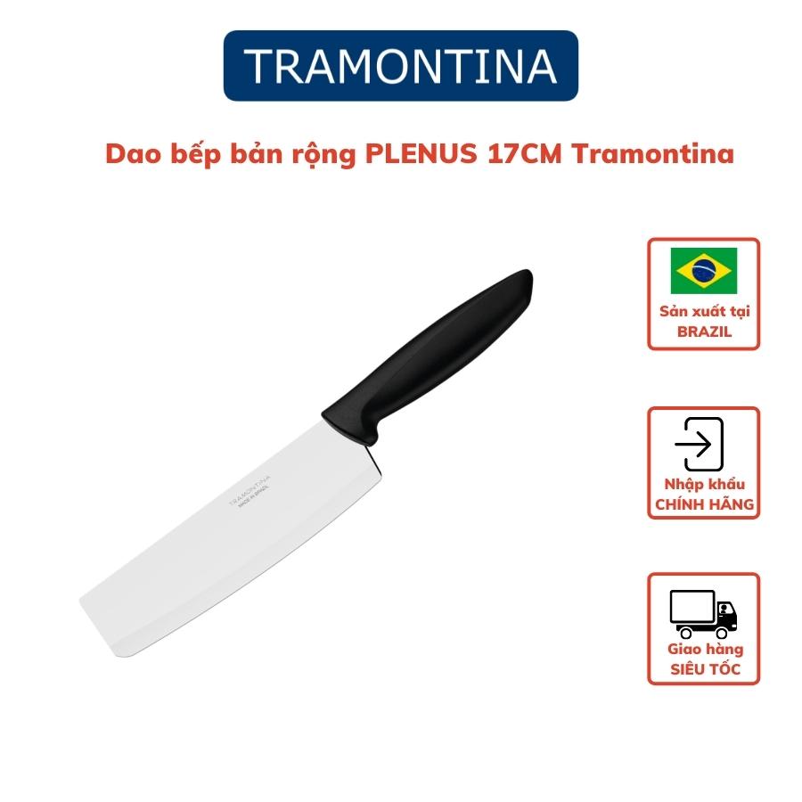 Dao bếp dao thái thịt Tramontina PLENUS 23444 đầu vuông bằng thép không gỉ cán nhựa PP cao cấp lưỡi 17cm nhập khẩu Brazil