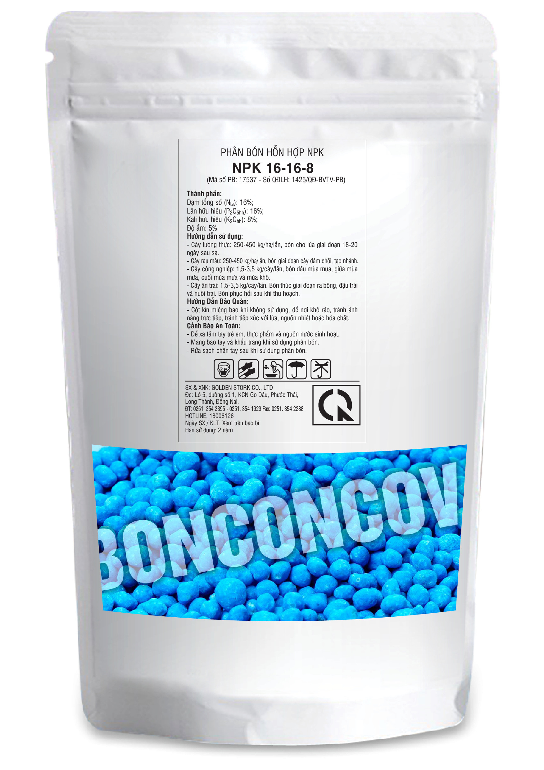 Phân bón NPK Hi-Tech: RubyFerti NPK 16-16-8+TE (bịch 1kg)