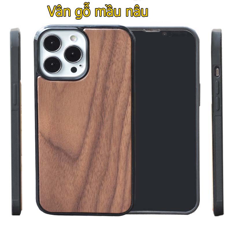 Ốp lưng vân gỗ cho iPhone 14 pro max gỗ thật sang trọng - hàng chính hãng