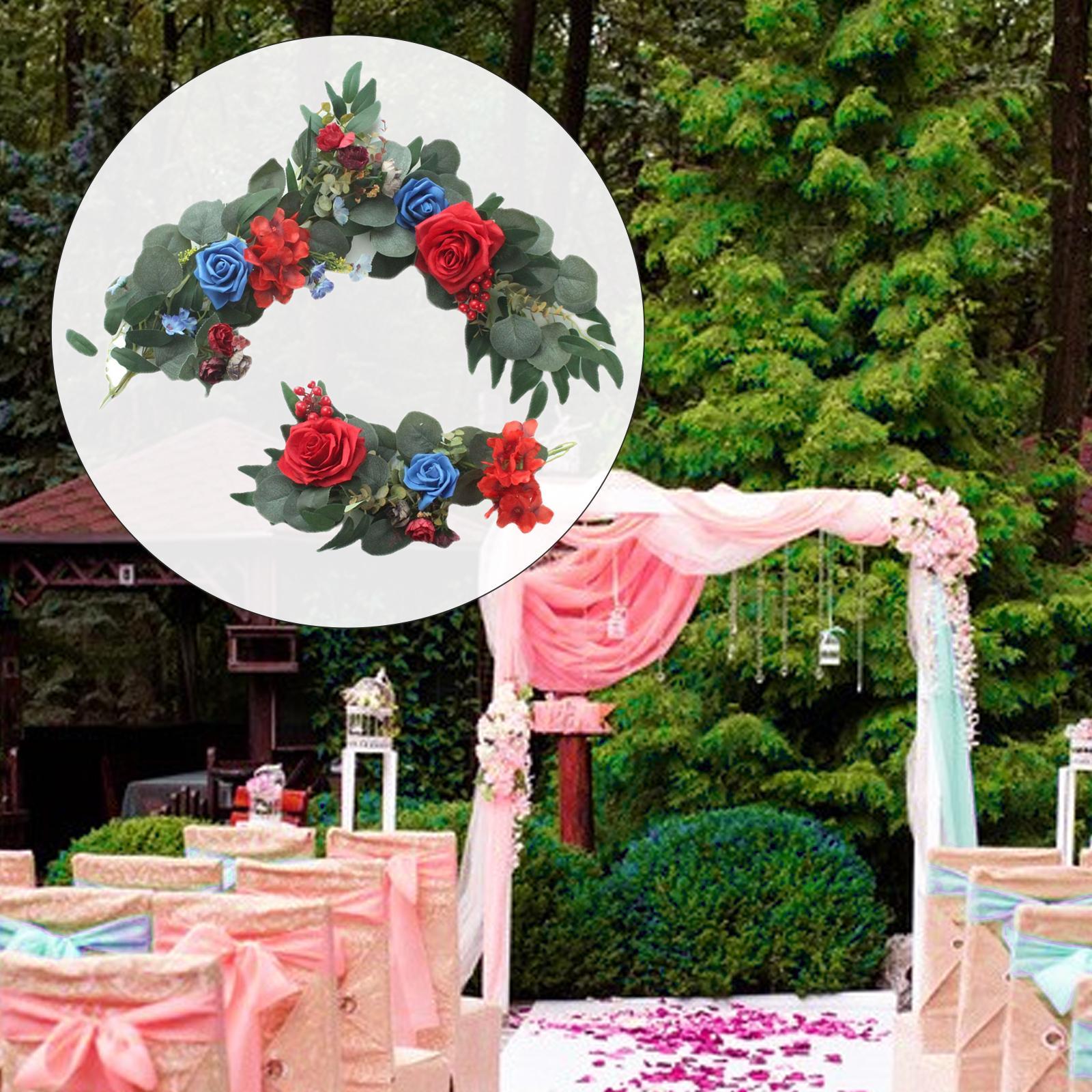 2x Silk Wedding Arch Flowers Kit Fake Flower Row Decoration Reception Window