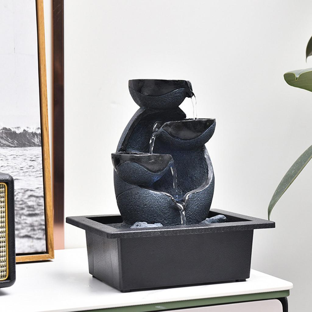 Tabletop Water Fountain Feng Shui Waterfall Landscape Home Table Ornaments