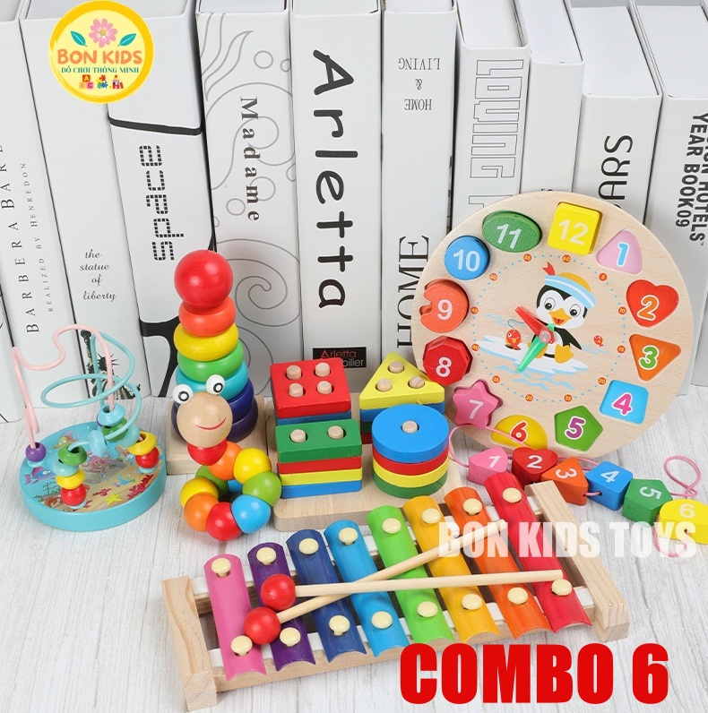 Combo Đồ chơi gỗ Montessori cho bé tư duy, phát triển trí tuệ vừa học vừa chơi - Đồ chơi giáo dục cho bé