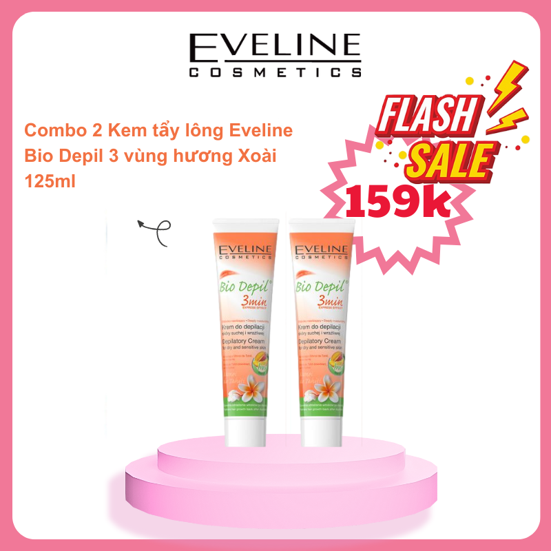 Deal 159k Combo 2 Kem tẩy lông hữu cơ cac vung hương Xoài Bio Depil Eveline 125ml