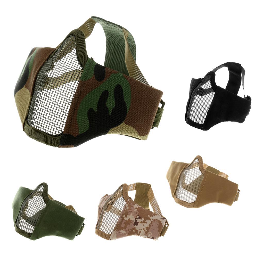 Half Face Lower Mask Metal Steel Mesh Adjustable Hunting Mask for Paintball Army CS