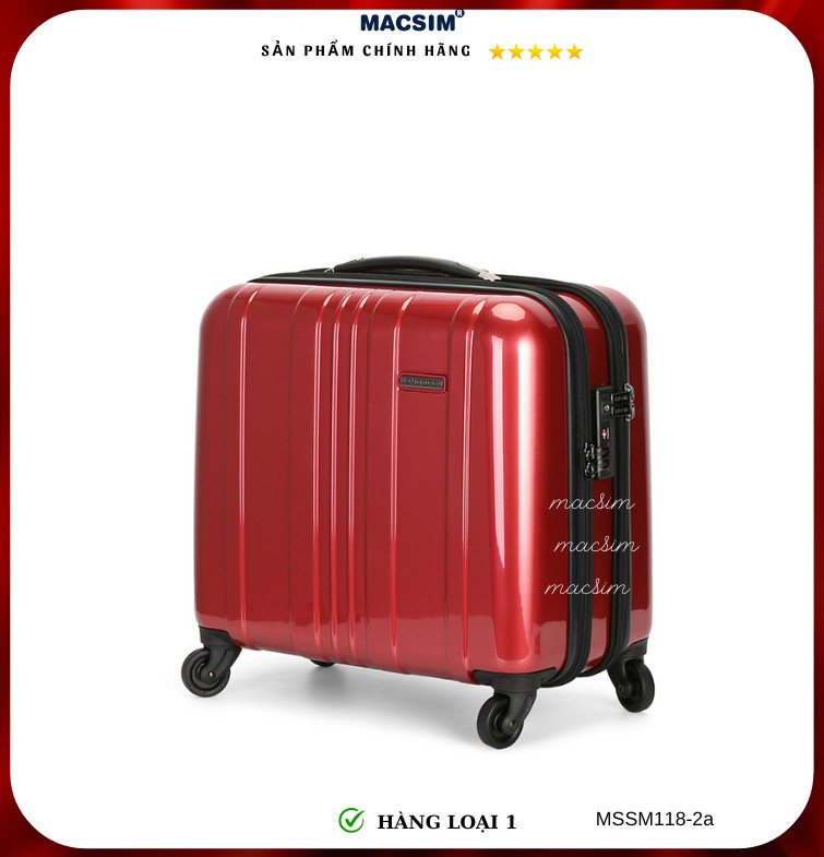 Vali cao cấp Macsim Smooire MSSM118-2a cỡ 16 inch màu Red, Black - Hàng loại 1