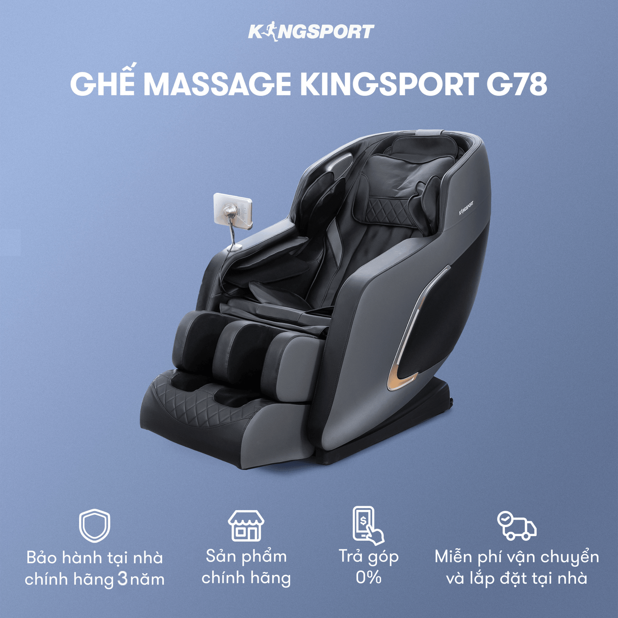 GIAO HÀNG MIỀN NAM | Ghế massage KINGSPORT G78 công nghệ massage chuyên sâu, nhiệt hồng ngoại kép, khung ghế rộng rãi và thoải mái