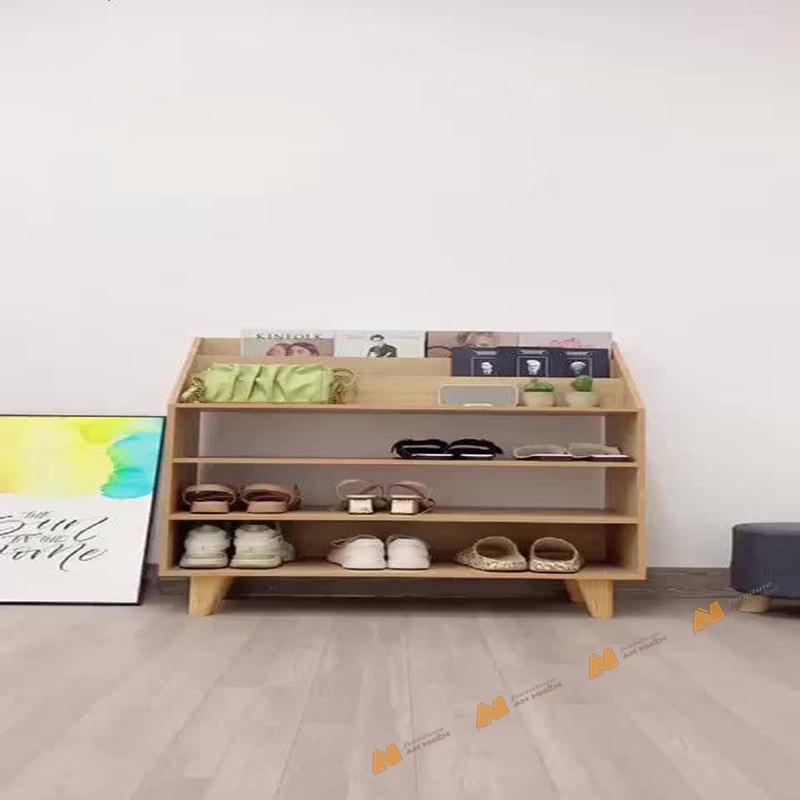 Made in VN Tủ giày kết hợp kệ sách decor phong cách gỗ mdf 17mm công ty Mộc Phát độ bền trên 30 năm AN026
