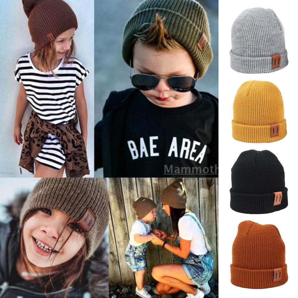 Mũ beanie dệt kim giữ ấm mùa đông cho bé