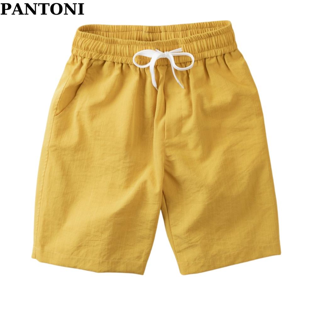 Quần short nam Pantoni chất đũi mềm mát, quần ngố nam chuẩn form cạp chun dây rút(SD79