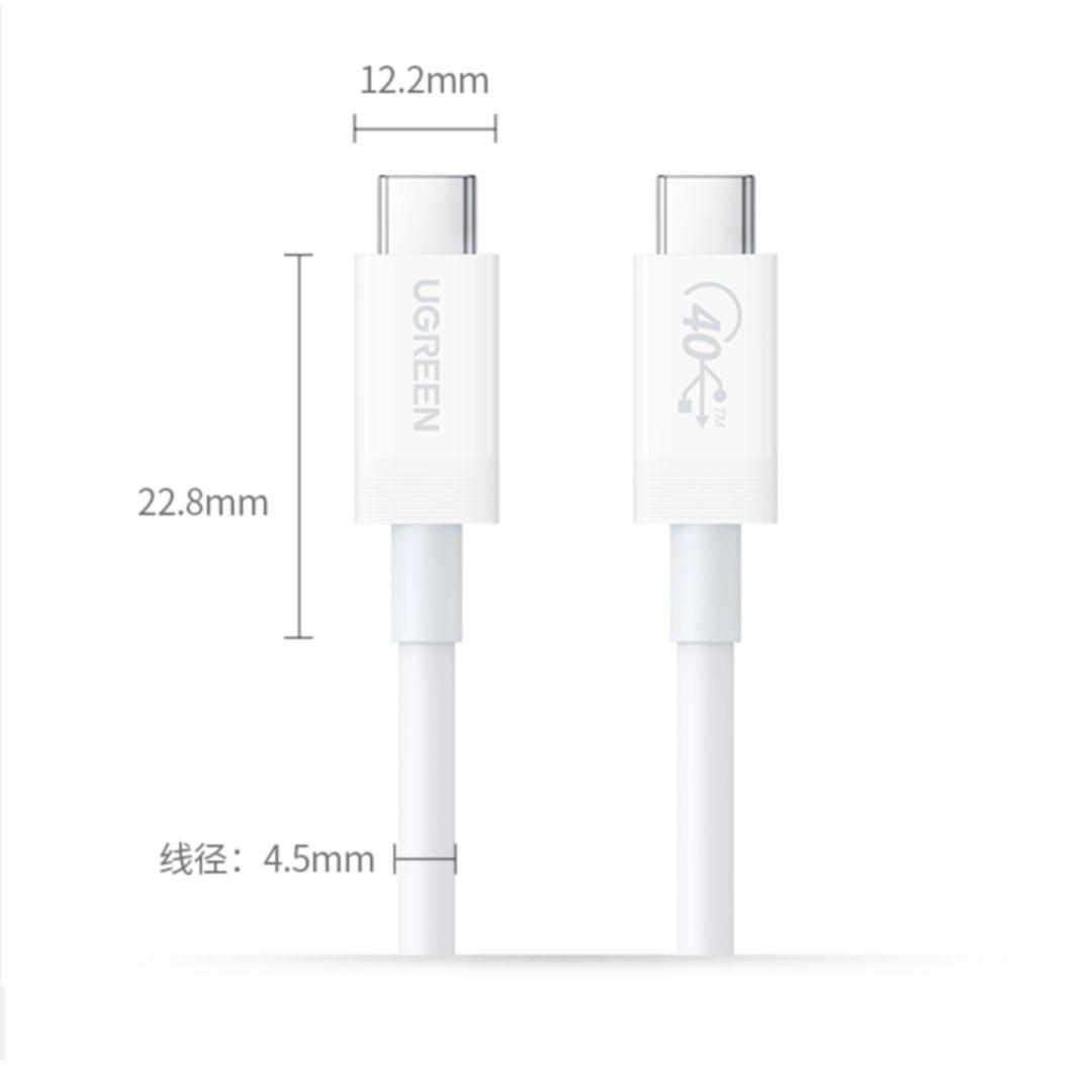 Ugreen UG40113US506TK 0.8M 40Gbps 100W USB4.0 Màu Trắng Cáp USB-C Gen3 - HÀNG CHÍNH HÃNG