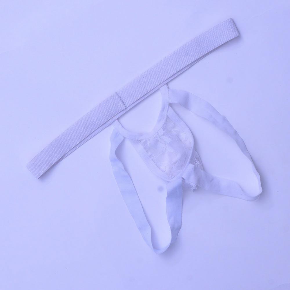 2-3pack Men's Lace Opening Pouch G-string Underwear Thong Panty White