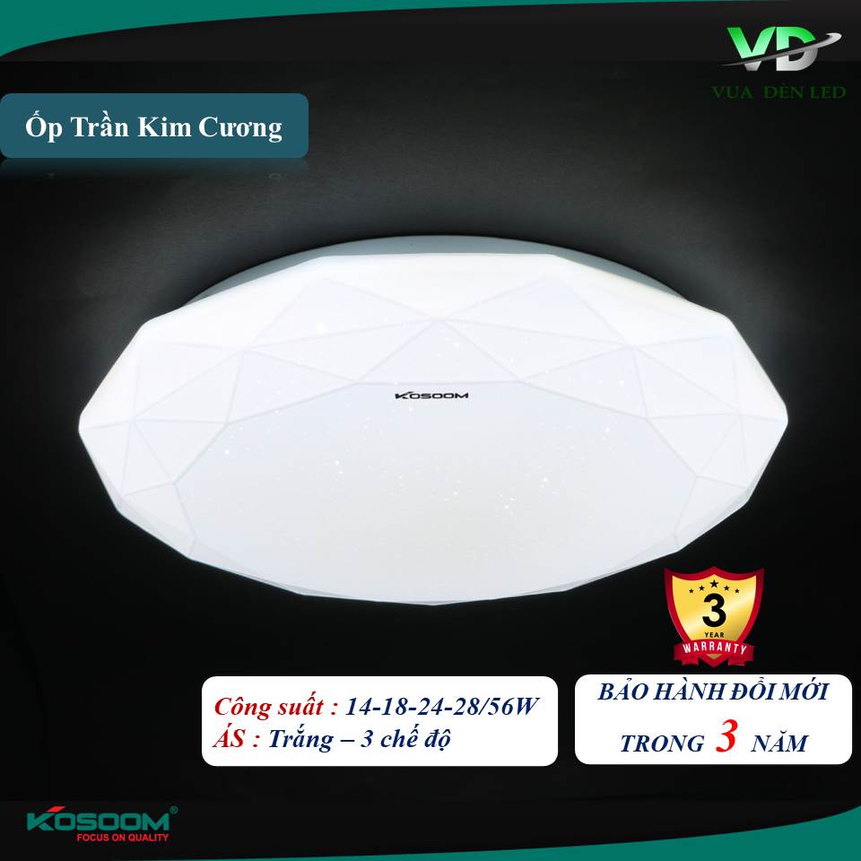 Đèn ốp kim cương 28/56W 3 chế độ trắng vàng trung tính