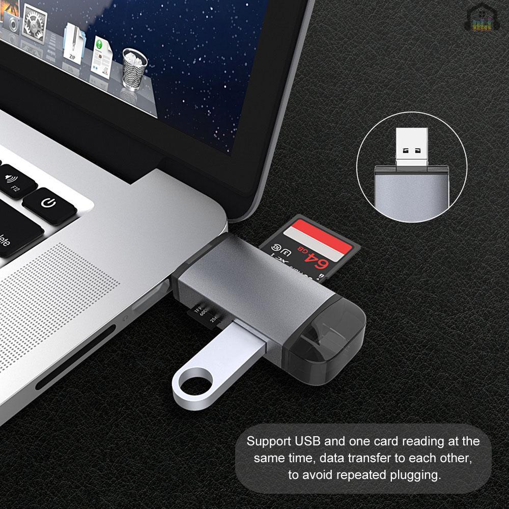 Đầu đọc thẻ nhớ USB loại C 2 trong 1 USB 2.0 TF / SD USB 3.0 OTG