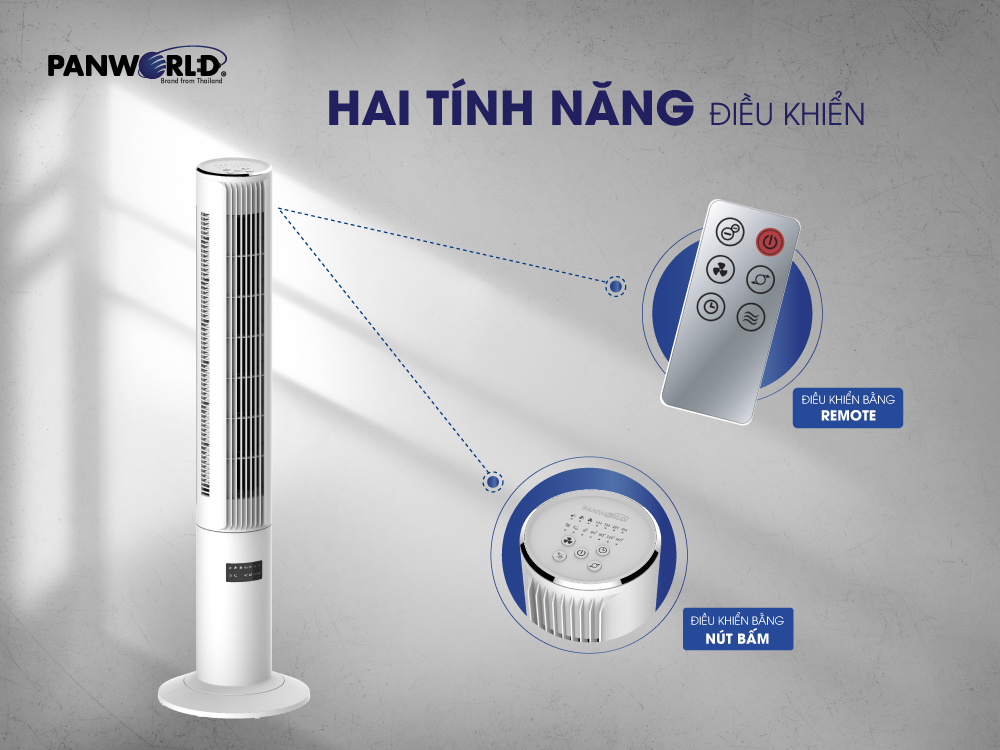 Quạt Tháp Panworld The Luxuria PW-L360 không cánh xoay 360 độ lọc không khí hẹn giờ thương hiệu Thái Lan - Hàng chính hãng