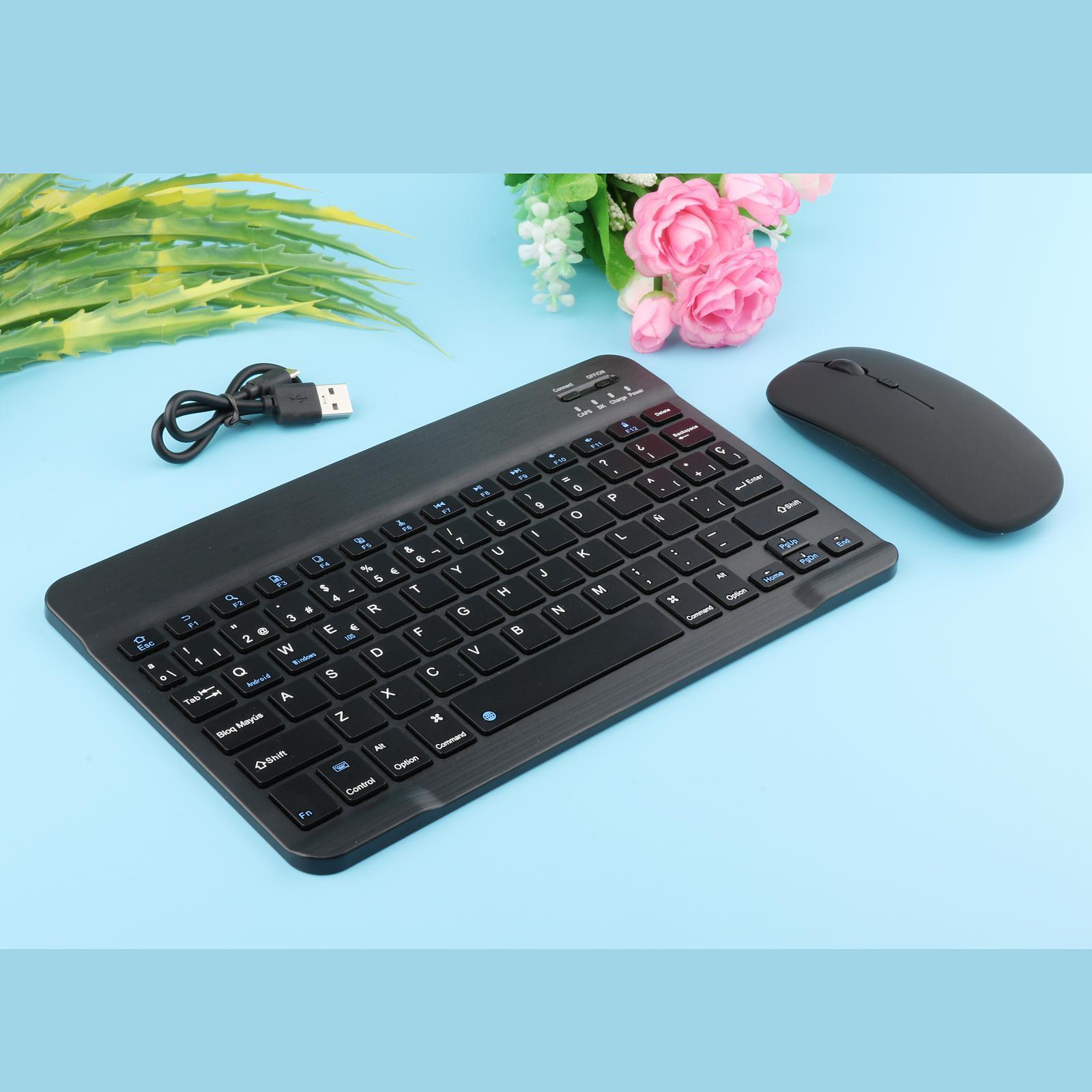 Portable Slim Rechargeable Bluetooth Keyboard 78Keys Spanish for Desktop