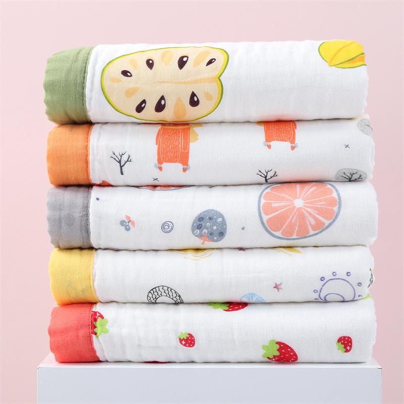 Mới Hoạt Hình Muslin Khăn Cho Bé Chăn Đầm Tắm Bé Sơ Sinh Rửa Lau Chăn Ga Gối Tiếp Liệu 110x110CM