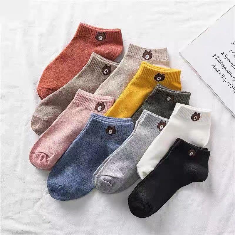 Tất vớ nữ cổ ngắn khử mùi chất vải cotton thoáng khí set 10 đôi đủ mầu như hình shop 4YOUNG