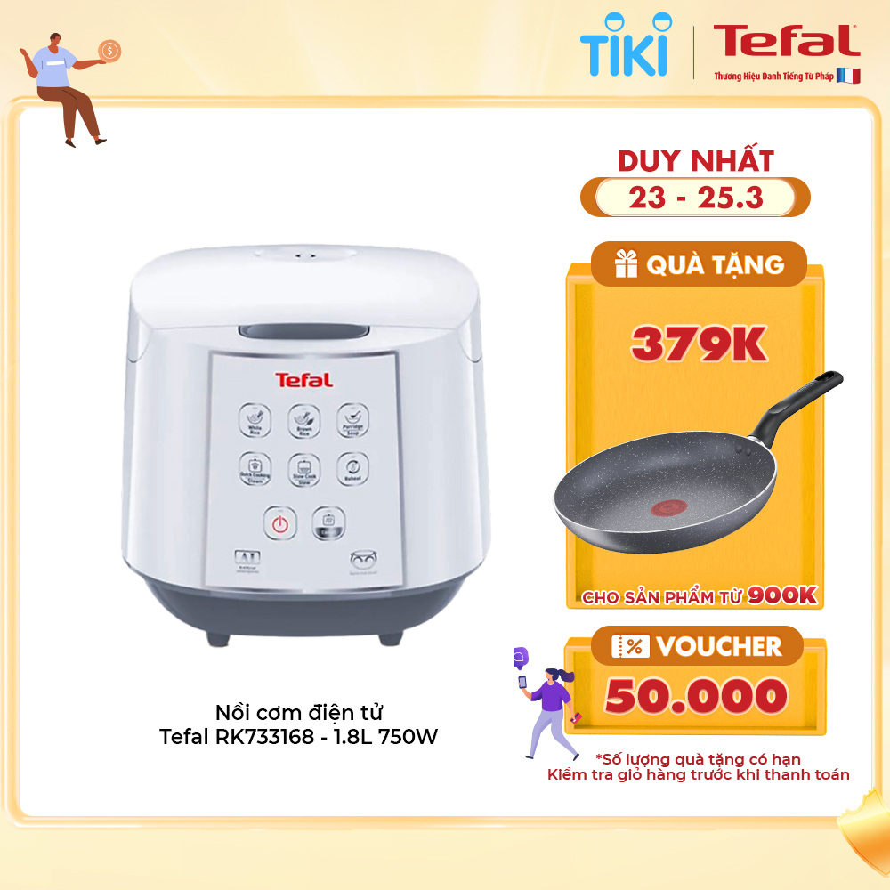 Nồi cơm điện tử Tefal- 1.8L - Thương hiệu Pháp - RK733168 - Hàng chính hãng