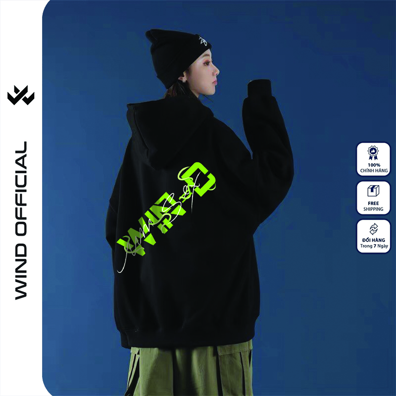 Áo hoodie form rộng WIND unisex nỉ bông HD24 thời trang nam nữ oversize ulzzang