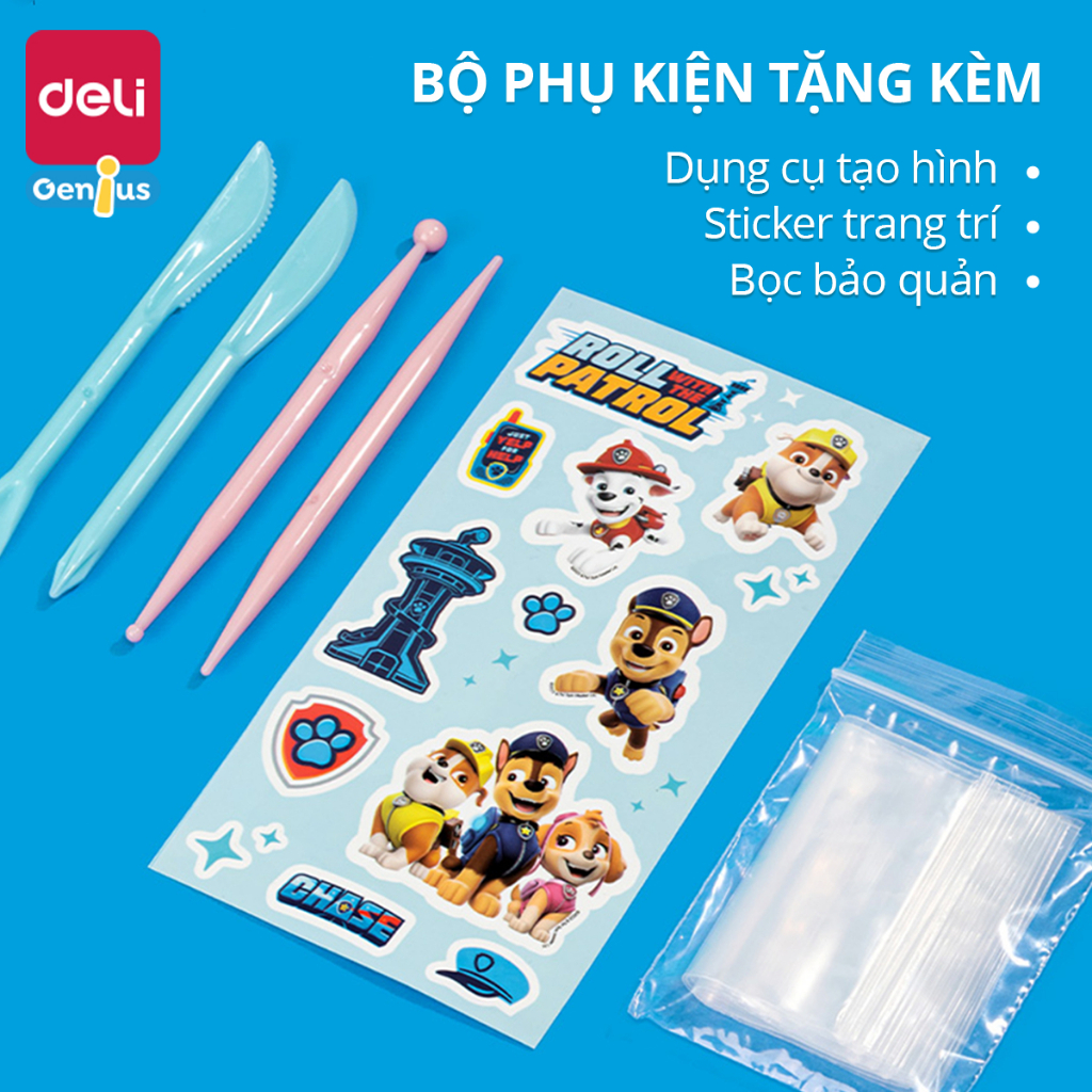 Bộ Đất Nặn Tự Khô Soft Clay Đội Chó Cứu Hộ Deli - Kèm Bộ Dụng Cụ 12/24/36 Màu An Toàn Cho Trẻ Từ 3 Tuổi Đồ Chơi Sáng Tạo