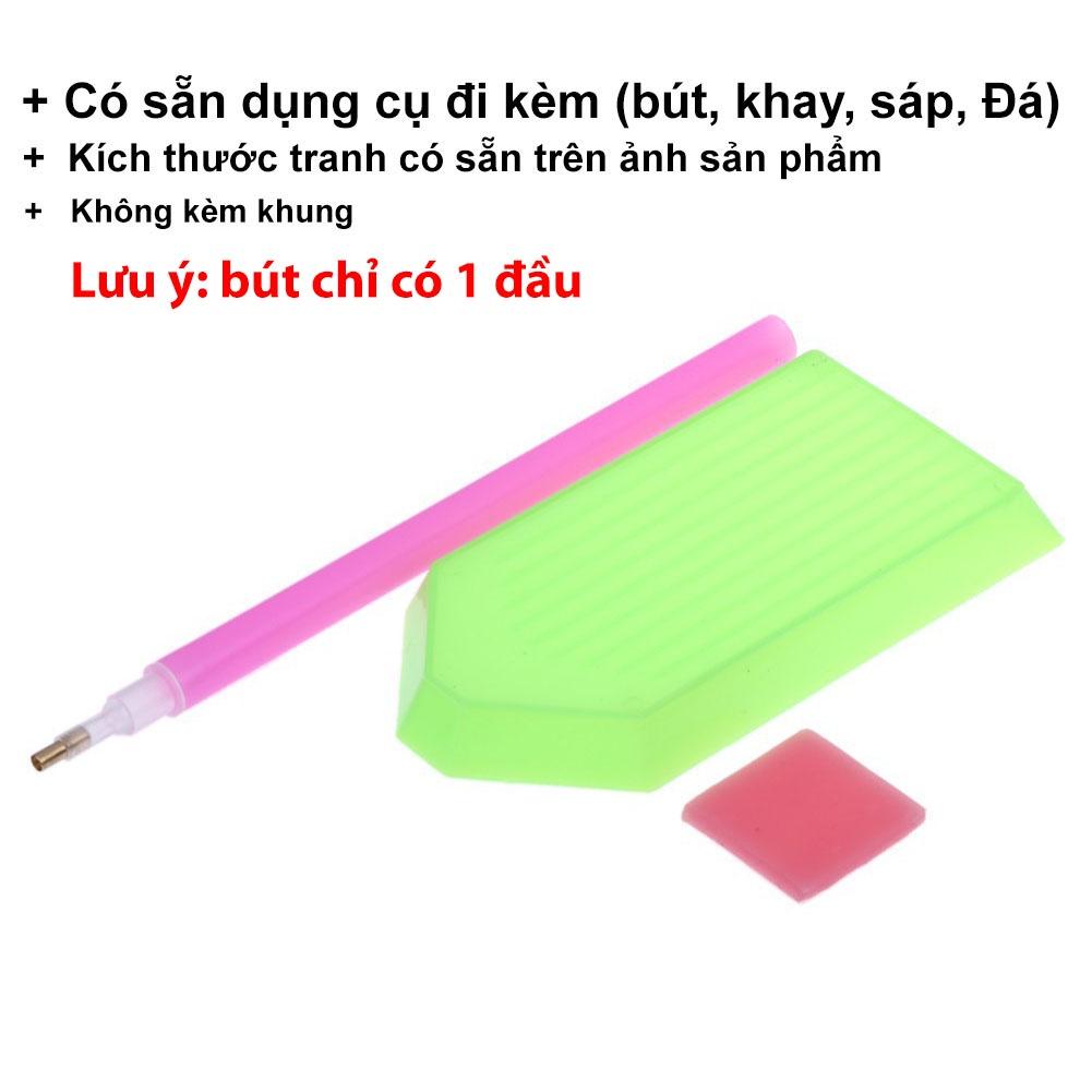 Tranh đính đá tự làm, tranh đính hạt đá 5D tự hoàn thành size 50x50cm kèm khung và đầy đủ phụ kiện