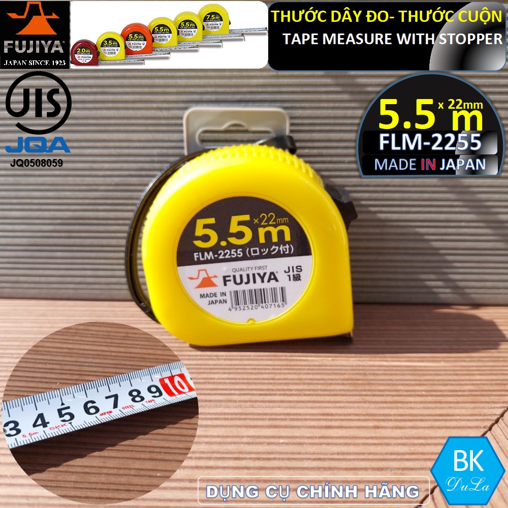 Thước dây- Thước cuộn 22mm 2.5M Fujiya FLM-2255 GENUINE- Made in Japan